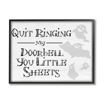 Stupell Industries Funny Halloween Typography Phrase Smiling Ghosts Silhouettes Graphic Art Black Framed Art Print Wall Art, Design by Daphne Polselli