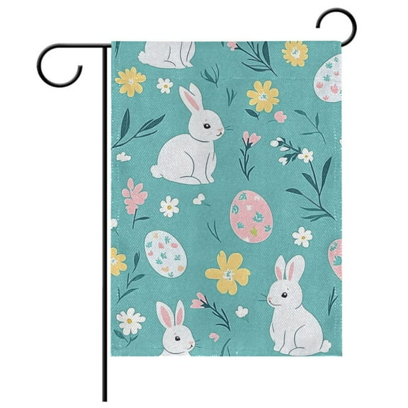 Ryvnso Bunny Easter Eggs Garden Flag 12x18 Inch Double Sided Seasonal Yard Decoration