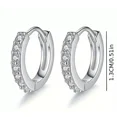 thumbnail image 6 of Elegant 14K White Gold Plated Paved Cubic Zirconia Men Women Huggie Hoop Earring, 6 of 10