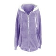 thumbnail image 3 of Ynynloco Womens Plus Size Winter Casual Fuzzy Fleece Jacket Hooded Purple Long SLeeve Cardigan Coats Outerwear with Pockets, 3 of 4