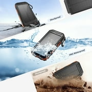 بنك الطاقة الشمسية Solpowben 20000mAh متوافق مع iPhone بنك الطاقة الشمسية المحمول مع منفذي USB 5 فولت 2 مصباح يدوي حزمة بطارية البوصلة للتخييم في الهواء الطلق والمشي لمسافات طويلة (برتقالي)
