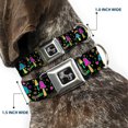 thumbnail image 2 of Buckle-Down Pet Collar, Dog Collar Metal Seatbelt Buckle, Mushroom Shroomy Garden Black Multi Color, 15 to 24 Inches 1.0 Inch Wide, 2 of 8