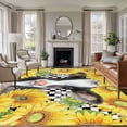 thumbnail image 2 of Farm Cow Sunflower Large Area Rugs 6x9 ft Country Farmhouse Yellow Flower Abstract Black Checkered Washable Rug Non Slip Indoor Carpet Absorbent Floor Mat for Living Room Bedroom Dining Room, 2 of 9