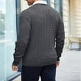 thumbnail image 3 of Mens Crew Neck Sweater Pullover Polyester Cable Knit Long Sleeve Knitwear Casual Classic Style Gray XL, 3 of 3