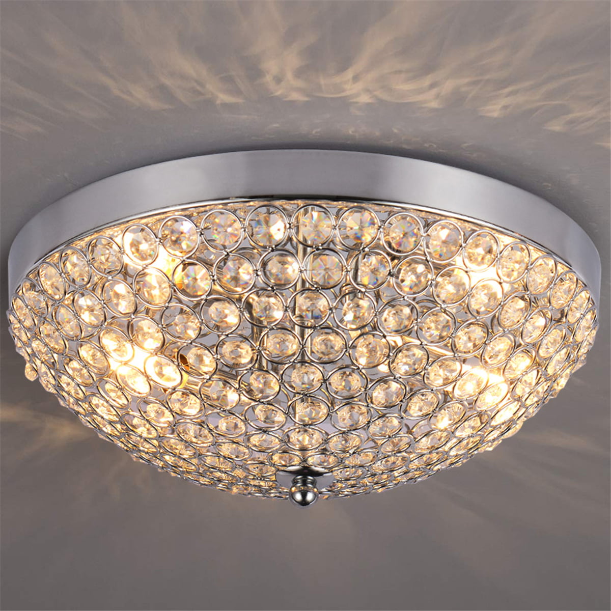 SOZOMO Crystal Chandeliers with 3- Lights Flush Mount Ceiling Light for Bedroom Hallway 40.75in-180W Modern Gold Crystal Pendant Lighting Office. Living Room Dining Room Wedding