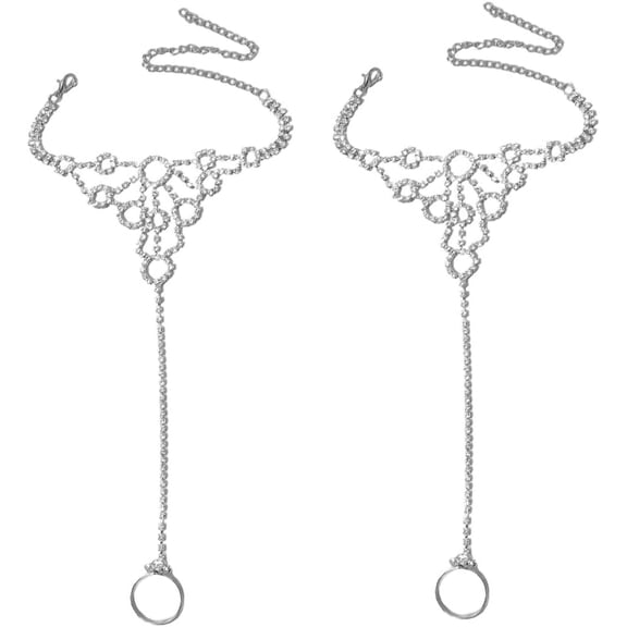 Circle Rhinestone Barefoot Sandals for Women Foot Chain Anklets Summer Ankle Bracelets Ring CZ Bohemian Lady's Beach Foot Jewelry Party Accessories
