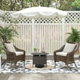 thumbnail image 4 of Patiojoy Outdoor Wicker Table Rattan Coffee Table w/ Umbrella Insert Hole PE Tabletop & Sturdy Metal Frame, 4 of 9