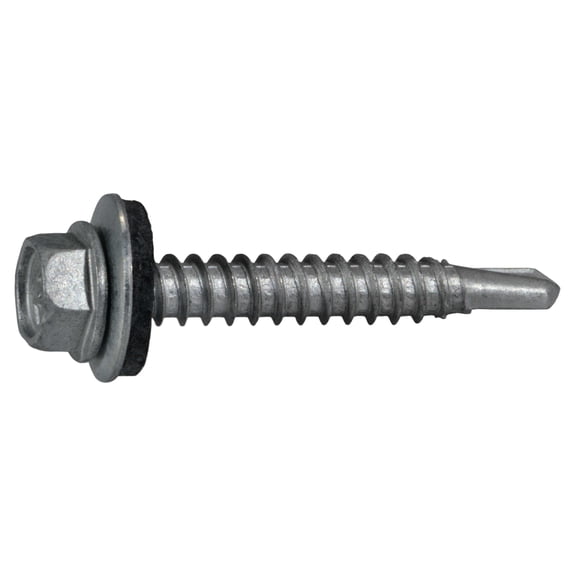 #12 x 1-1/2" Silver Hex Self-Drilling Screws with Sealing Washers (100 pcs.)