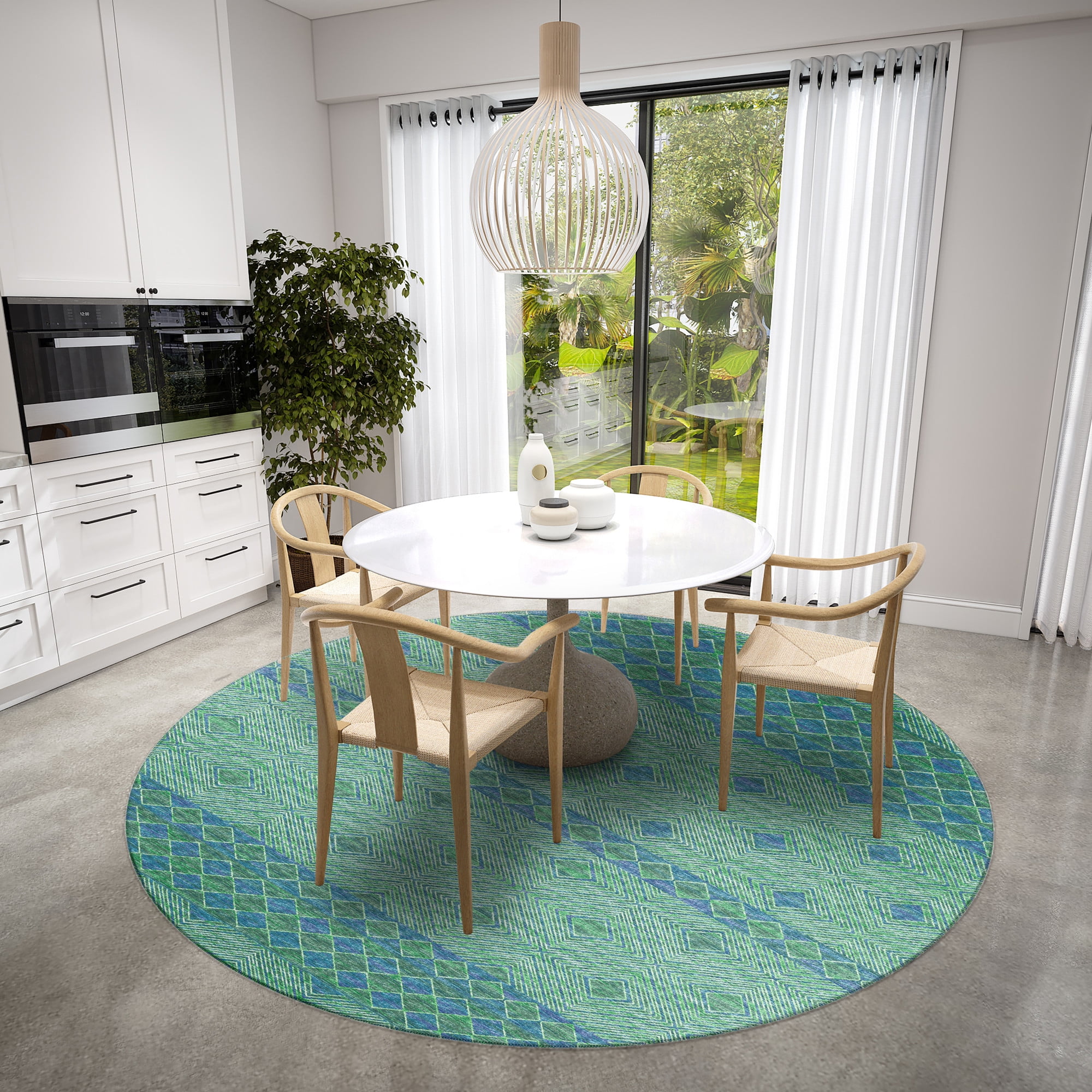 Addison Rugs Indoor/ Outdoor Addison Yuma Geometric Southwest Washable Rug 8' x 8' - Green
