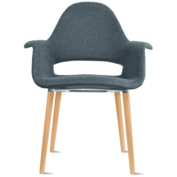 2xhome Mid Century Modern Upholstered Fabric Organic Accent Living Room Dining Arm Chair with Natural Wooden Legs, Navy Slate Blue, Set of 1, 1 piece