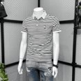 thumbnail image 5 of Ropa de calle de alta calidad para hombre, camisetas ajustadas con cuello, polo a rayas, camiseta para hombre, color azul, Kpop Gym Katoen 5xl, 5 of 5
