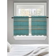 thumbnail image 5 of Teal Wood Grain Tier Curtains 24 Inch Length,Sheer Curtains for Bedroom Living Room Window Farmhouse Vintage Wooden Rustic Rod Pocket Drapes Kitchen Curtains Small Half Window 27.5"x24" 2 Panels, 5 of 6