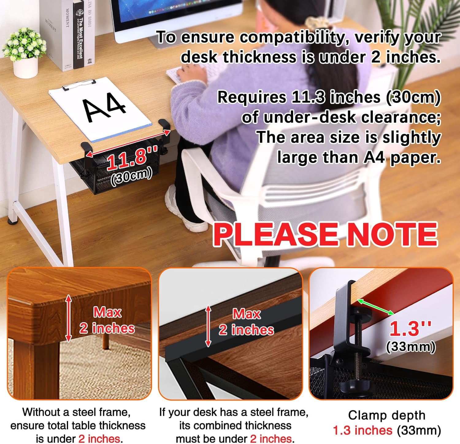 Under Desk & Desktop Drawer Organizer - 2-Tier Metal Slide Out Drawers Organizer, Storage for Home Office Desk (Black)