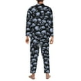 thumbnail image 7 of Salouo Gothic Skull Print Button-Front Long Sleeve Pajama Set for Men, Soft 2Pjs Men's Long Sleeve Sleepwear -Large, 7 of 7