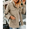 thumbnail image 2 of Women Casual Fall Autumn Zip Up Lightweight Jacket Solid Trenchcoat with Pocket, 2 of 3