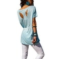 thumbnail image 2 of Gvmfive Women Solid Color Short Sleeve Tops Back Hollow Out Casual Blouse T Shirt, 2 of 5