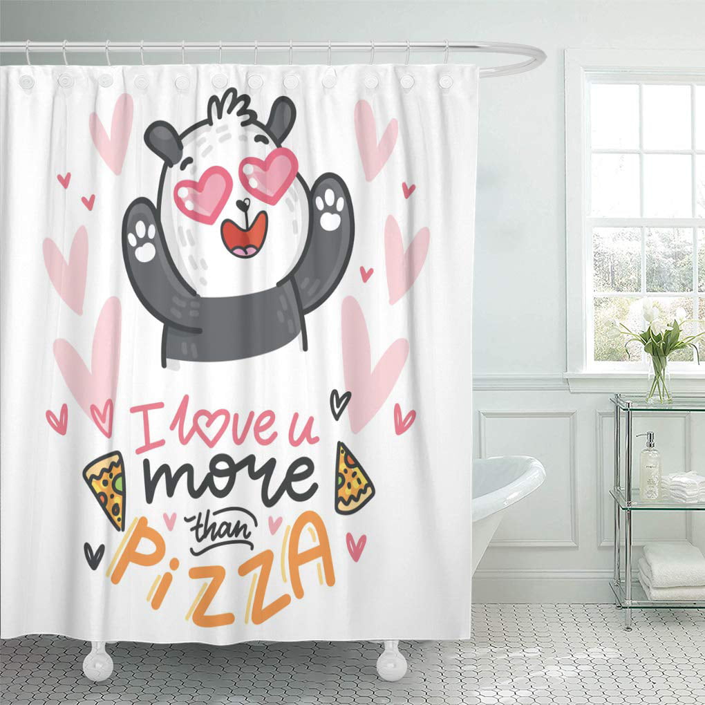 U Life Cute Animal Bear Love Heart Floral Flowers Butterfly Shower Curtain Set and Bathroom Area Rugs Mats 60 x 72 inch 