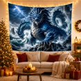 thumbnail image 3 of Ocean Waves Powerful with Dragon Shimmering Scales Shades, Mystical Fantasy for Space Lovers, Galaxy Room Decor, Housewarming Gift, Tapestry Wall Hanging for Bedroom and Dorm, 3 of 7