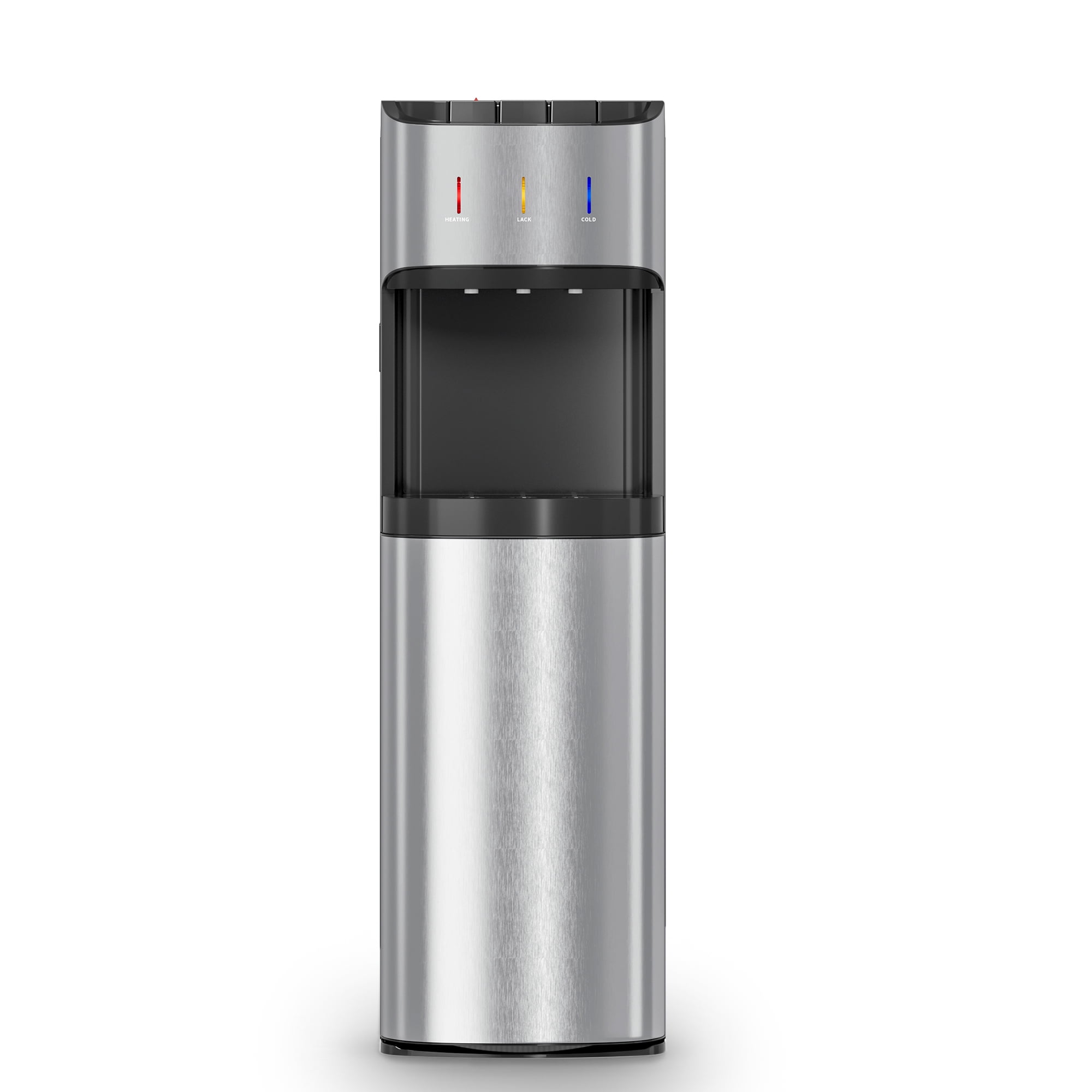 Patiosunny Bottom Load Water Cooler Dispenser for 5 Gallon Bottles, 3 Temperatures (Hot, Cold, and Room), Rapid cooling, LED Lighting, Empty Bottle Alert, Silver