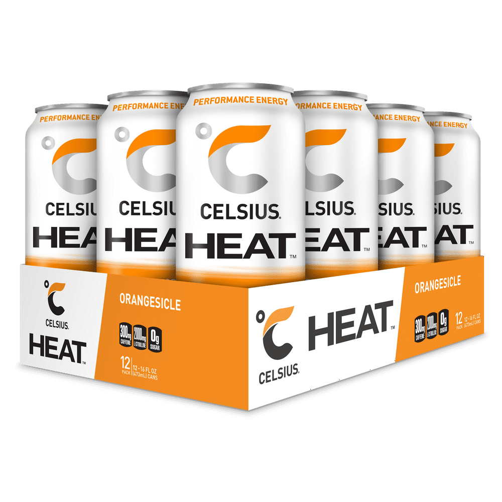 CELSIUS HEAT Orangesicle Performance Energy Drink, Zero Sugar, 16oz
