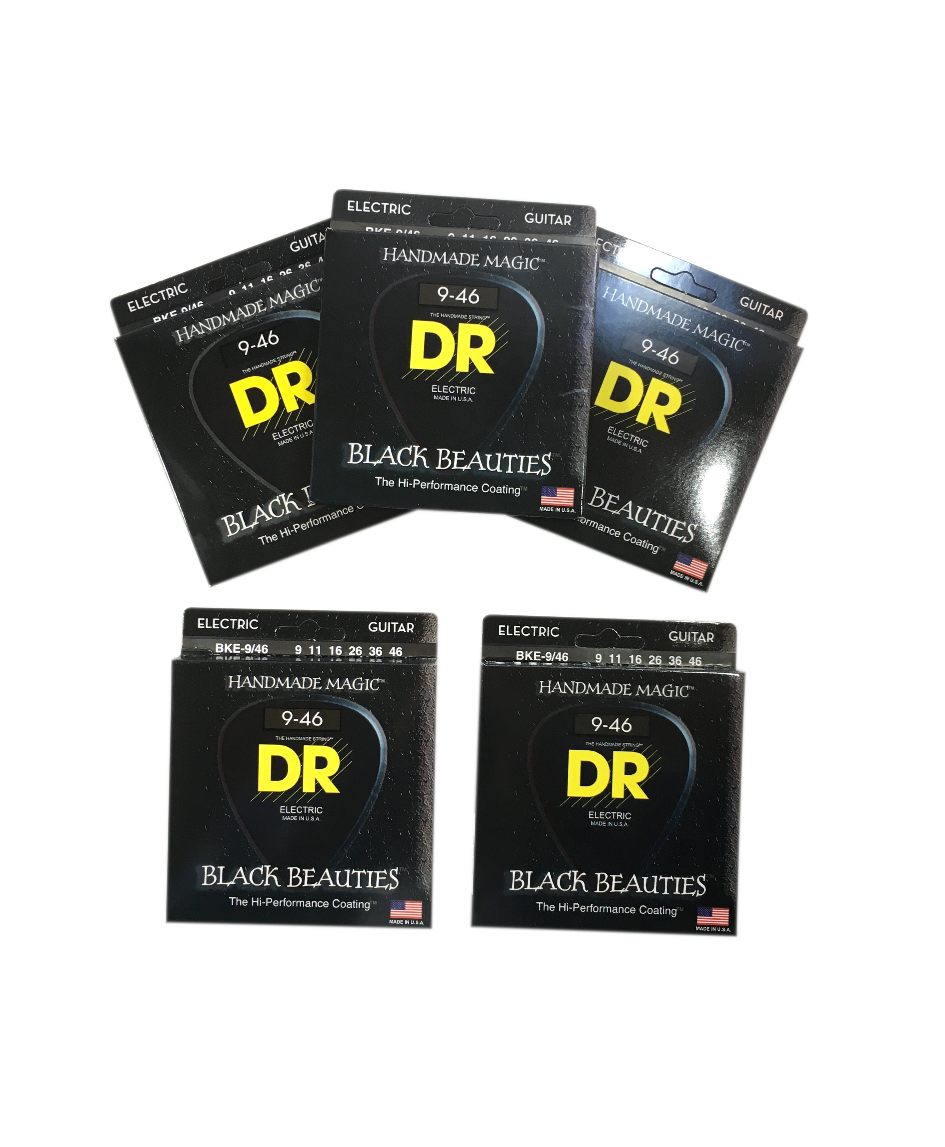 DR Guitar Strings Electric 5 Packs K3 Black Beauties High Performance  09-46