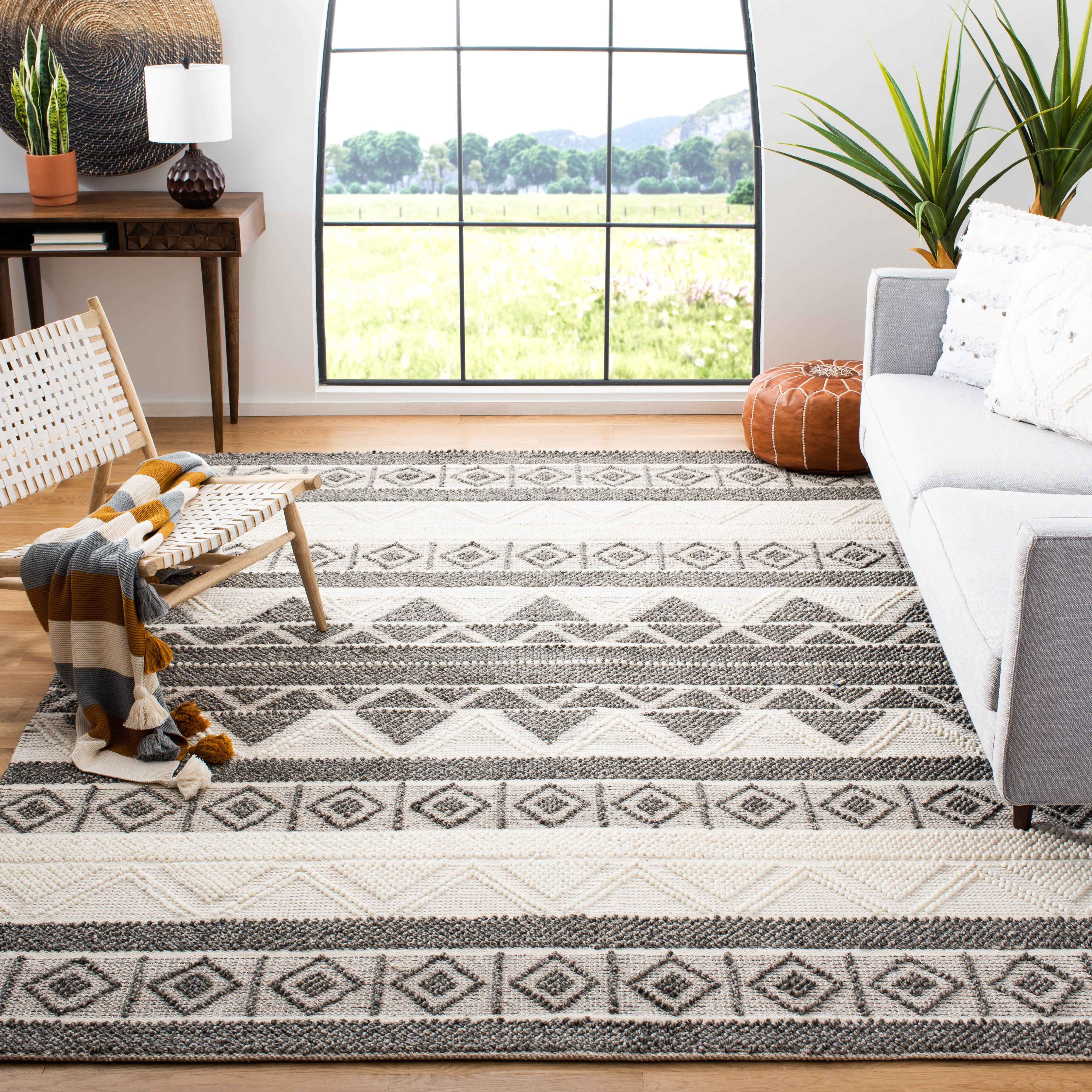 SAFAVIEH Natura Christabella Geometric Area Rug, Ivory/Grey, 11' x 15'