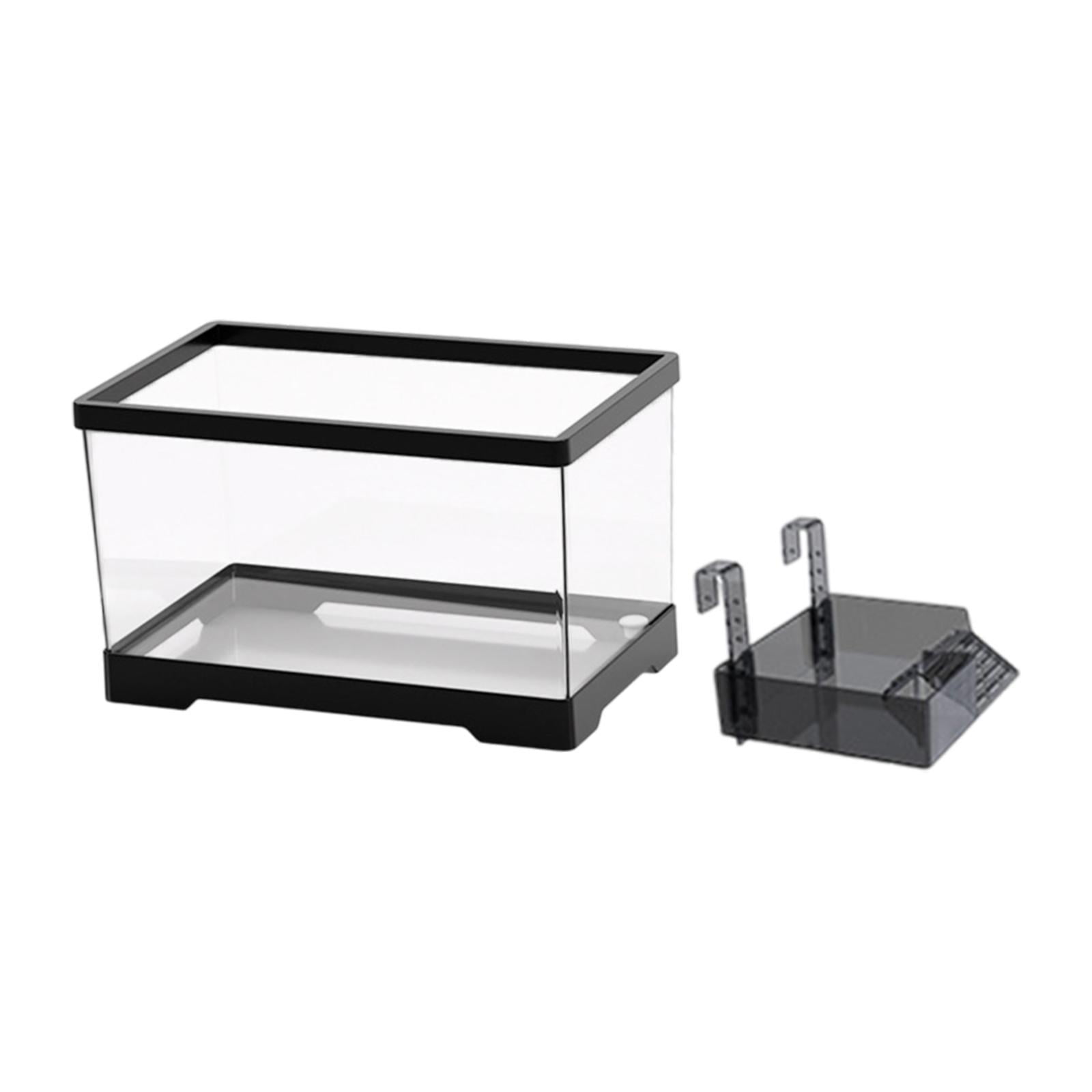 Serenable Turtle Tank Aquarium Hideout Hatching Area Feeding Box with Basking M with Black