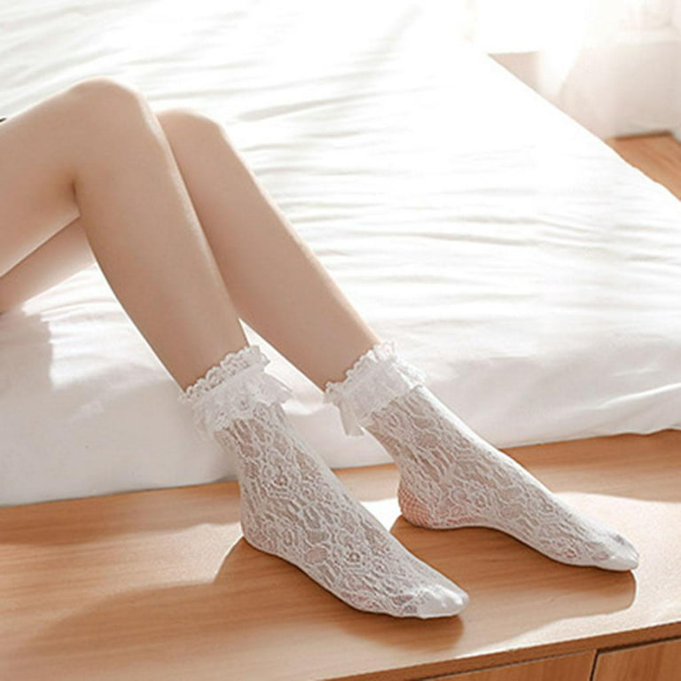 Lace Ankle Socks Stretch Cute Ruffle Frilly Elastic Soft