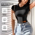 thumbnail image 4 of Athlemo Women's T-Shirts Round Neck Short-Sleeve Casual Tees Tops Undershirt 2 Pack, 4 of 7