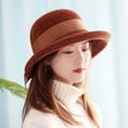 thumbnail image 3 of CoCopeaunt Fall And Winter New Model Chenille Basin Hat, British Hat Knitting Fisherman Hat, Women’s Fashion Bowknot Flanging Hat, 3 of 6