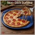 thumbnail image 3 of Bakken Pizza Baking Pan - Round Perforated Carbon Steel Pan with Non-Stick Marble Coating, Oversized Silicone Handle, Dishwasher Safe, High-Temperature Resistant, Durable & Easy Cleanup Blue, 2 Pack, 3 of 9