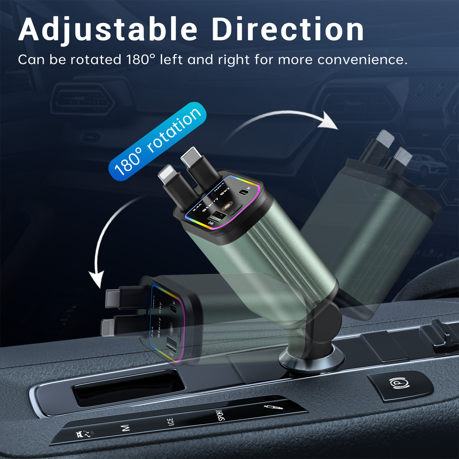 Cshidworld 66W Retractable Car Charger with LED photo 6