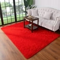 thumbnail image 2 of Softlife Stylish Soft Shaggy Velvet Carpet for Living Room/Bedroom, Fluffy Rugs,6' x 9',Fire Red, 2 of 7