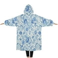 thumbnail image 2 of Oversized Wearable Blanket Hoodie,Pioneer Flower Floral Print Pattern Sherpa Blanket Hoodie with Super Pockets,Super Warm Fuzzy Pullover for Women & Men, 2 of 6
