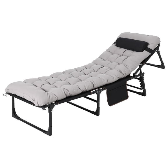 Folding Camping Cot Bed for Adults with Removable Thick Mattress, Heavy Duty Sleeping Cot with Pillow & Side Pocket, Portable Oxford Foldable Cot for Guest, Tent, Outdoor Nap, 400 LBS Capacity