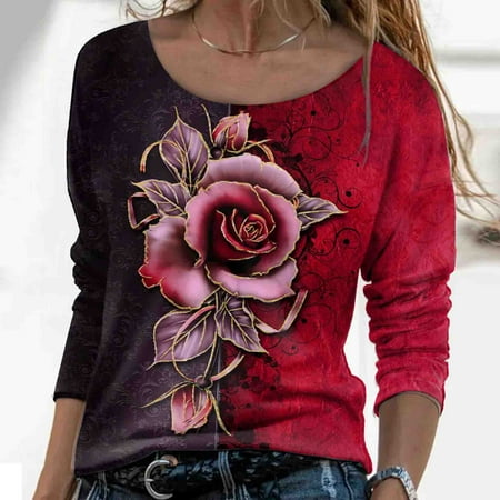 

Juebong Oktoberfest Halloween Christmas Costumes Women Dressy Sweatshirts Fashion Casual Printing Round Neck Long Sleeve Loose T-Shirt Autumn Blouse Pullover Tops