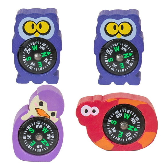 RAPOBRIX 4Pcs Compass Hiking Survival,Comfortable Grip Compass for Kids,Boost Curiosity Military Gear