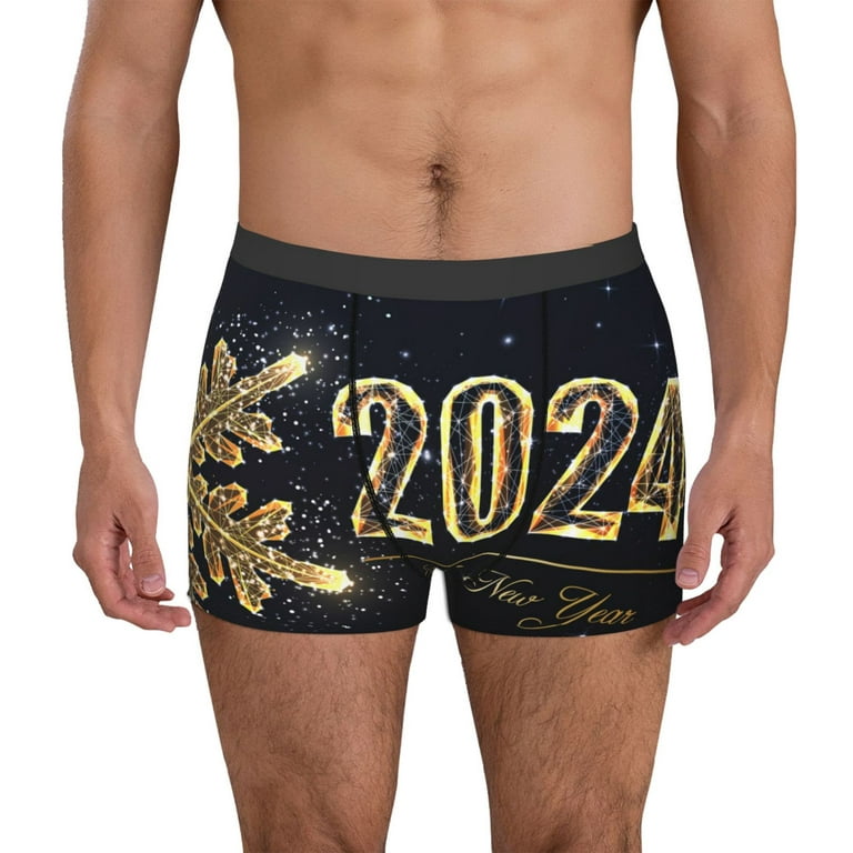Kll Happy New Year 2024 Men'S Cotton Boxer Briefs Underwear-Medium 