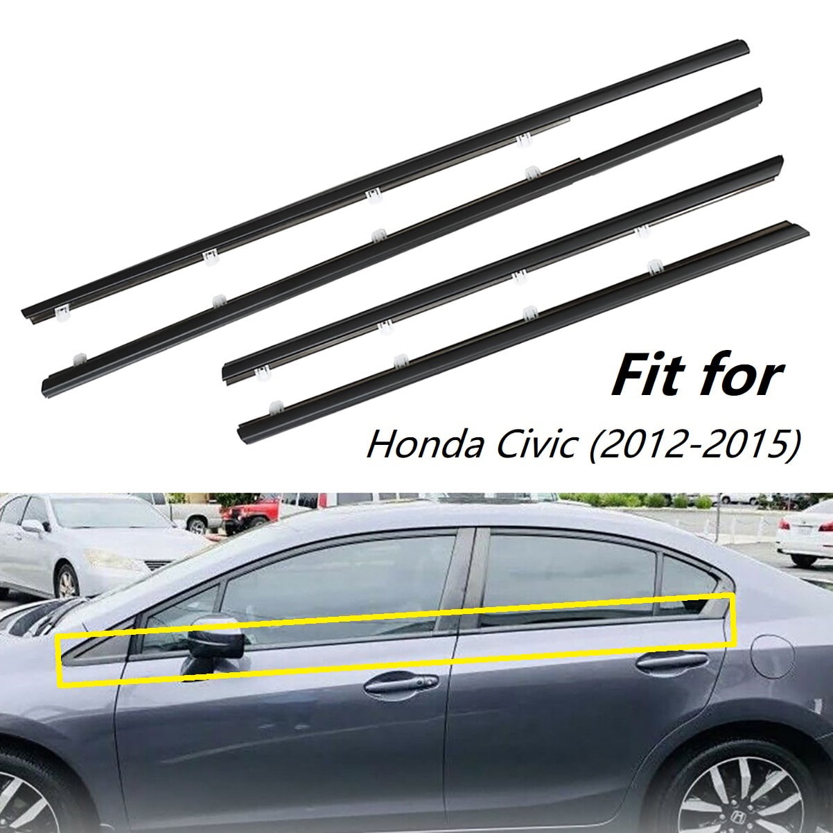 4Pcs Car Window Weatherstrip Trim Weather Stripping Rubber Strips Fit