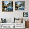 thumbnail image 4 of Designart "Lakefront Cottage A Cliffside Sanctuary" Landscapes Framed Wall Art Decor - Coastal Blue Landscape Cottage Entryway Framed Wall Art Print, 4 of 6