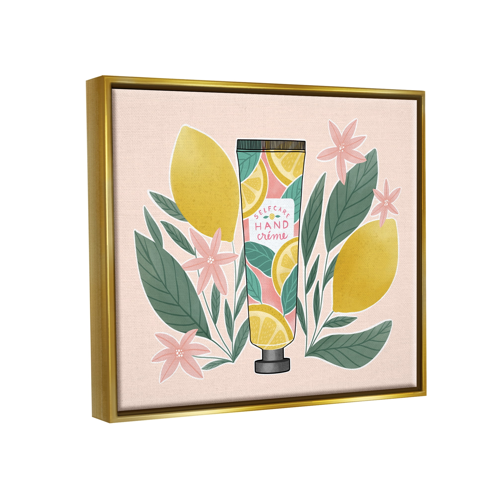 Stupell Industries Self Care Hand Creme Citrus Herbs Botanical & Floral Painting Gold Floater Framed Art Print Wall Art