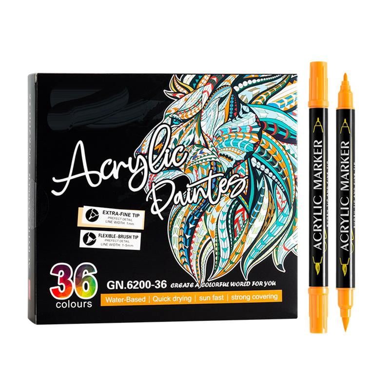 Acrylic Paint Pens Double-ended for Extra Fine Tip Markers for Rock Painting Woo
