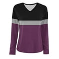 thumbnail image 3 of Long Sleeve Shirts for Women Women's Solid V-Neck Long Sleeve Top, 3 of 3