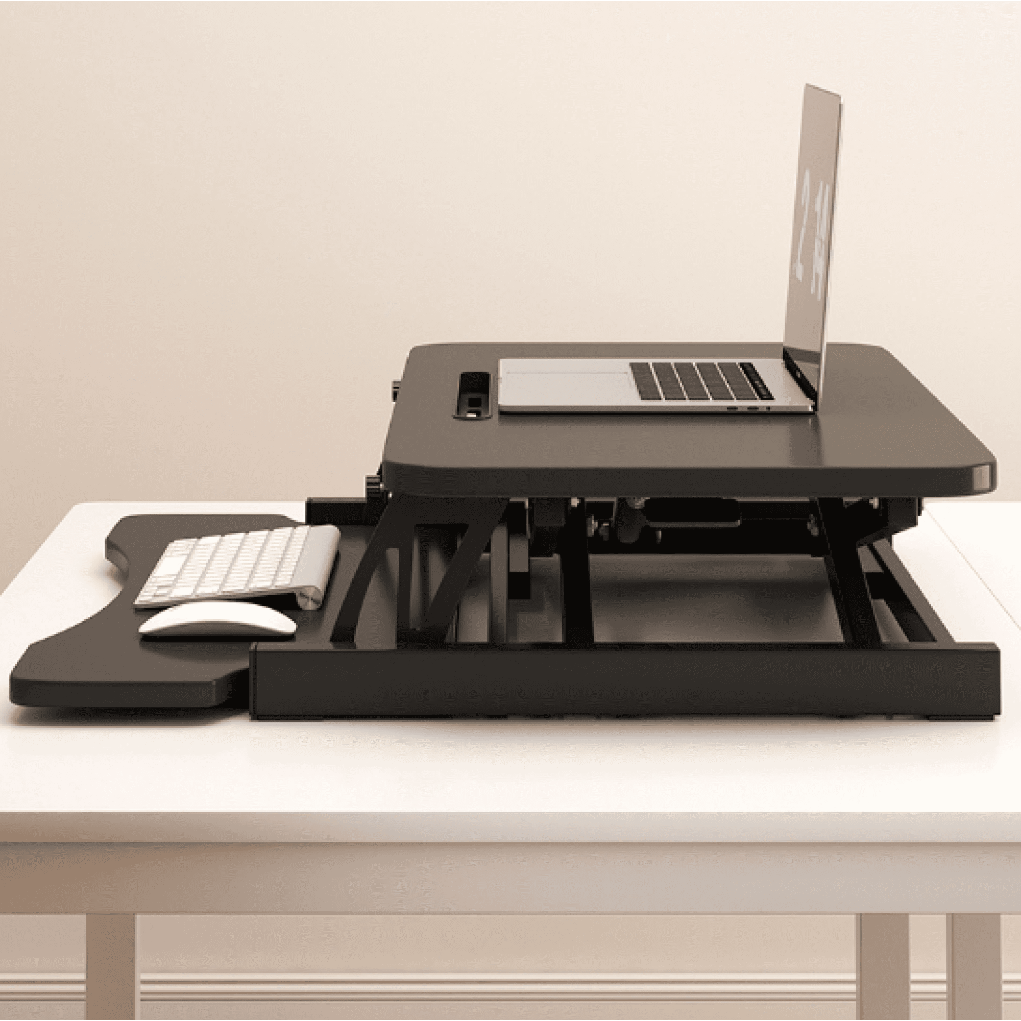 Leumius 32" Desk Converter,Home Office Height Adjustable Standing Desk Converter,Dual Monitor and Laptop Workstation with Wide Keyboard Tray,