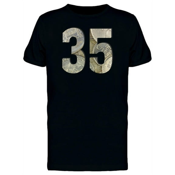 35 Number Silver Coins Texture T-Shirt Men -Image by Shutterstock, Male 3X-Large