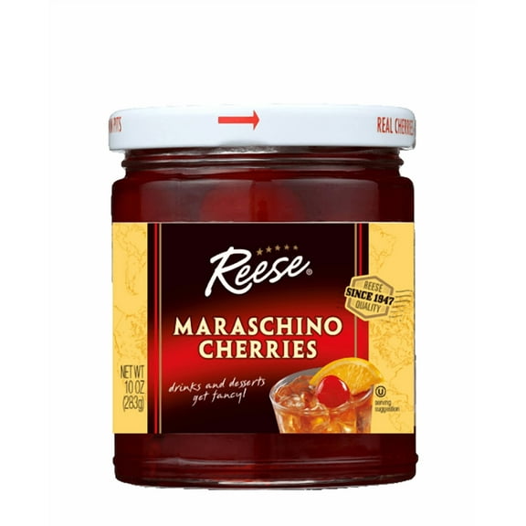 Pack of 12, Reese Red Maraschino Cherries, 10 oz