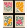 thumbnail image 3 of PixonSign Framed Wall Art, Abstract Flower Art Prints, Set of 4 Fruit Posters, Botanical Floral Wall Decor Prints, Minimalist Wall Décor Modern Artwork for Living Room, Bedroom - 12"x16" Black, 3 of 5