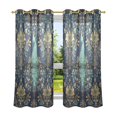 thumbnail image 6 of Yayeee Window Curtains Light Filtering 63"x42" Grommet Panel Pair Home Living Room Decor, Navy Blue Peacock Pattern, 6 of 7