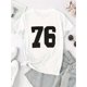 thumbnail image 2 of Women's Casual Letter Print T-Shirt - "76" Design, Comfortable Short Sleeve Crew Neck, Soft Polyester Blend, Perfect for Summer and Casual Attire, 2 of 6