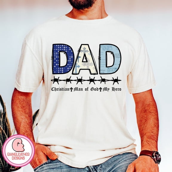 Man of God Dad T-Shirt, Christian Father Tee, Bible Verse Shirt for Dad, Jesus Cross Graphic Tee, Faith-Based Dad Shirt